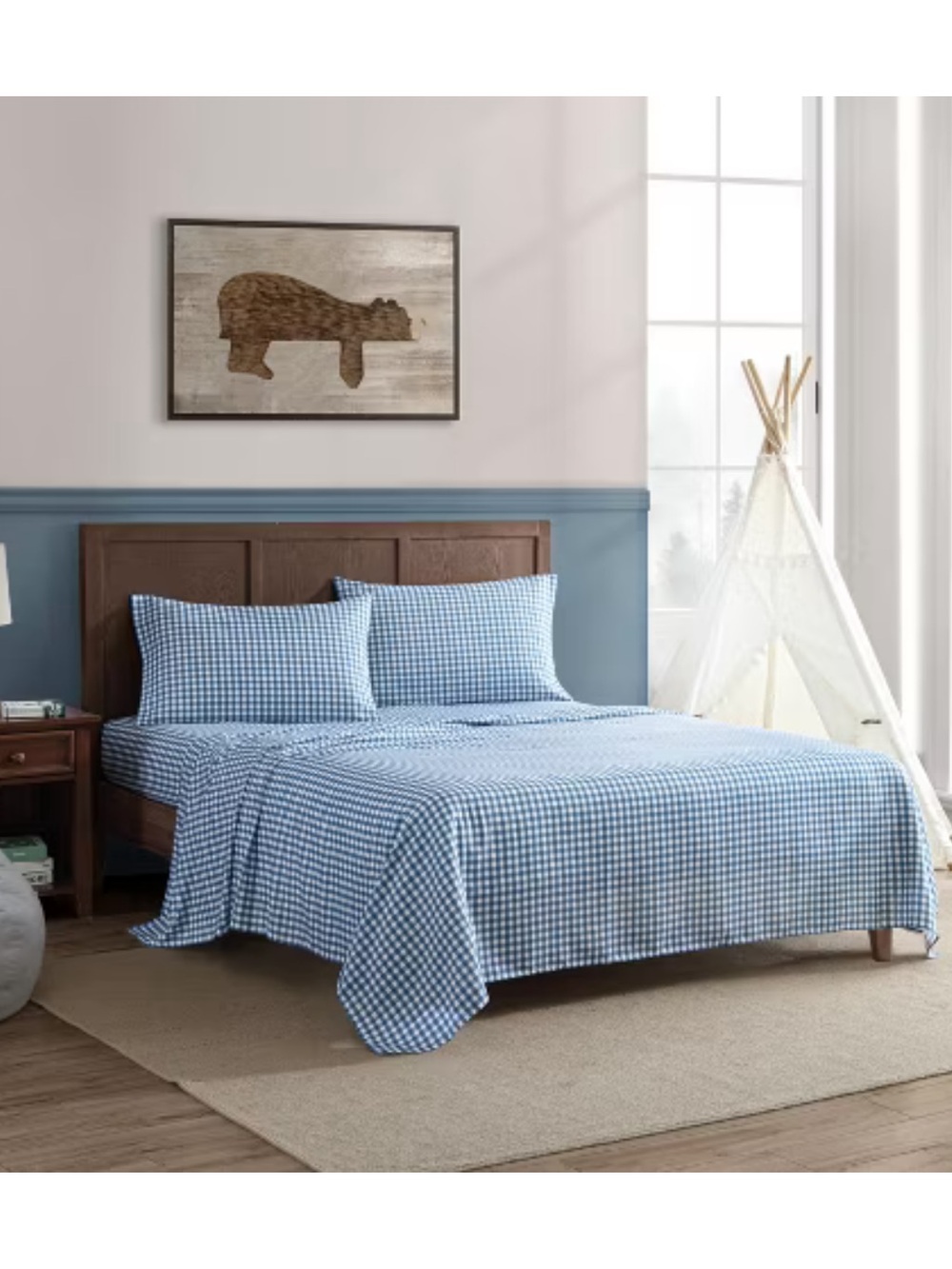 NEW Eddie Bauer Kids Queen Sheet Set, Ultra-Soft Microfiber. Preston Check